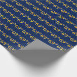 [ Thumbnail: Blue, Faux Gold 69th (Sixty-Ninth) Event Wrapping Paper ]