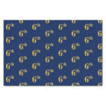 [ Thumbnail: Blue, Faux Gold 6th (Sixth) Event Tissue Paper ]