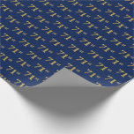 [ Thumbnail: Blue, Faux Gold 71st (Seventy-First) Event Wrapping Paper ]