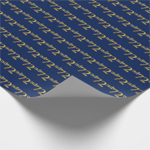 Blue, Faux Gold 72nd (Seventy-Second) Event Wrapping Paper