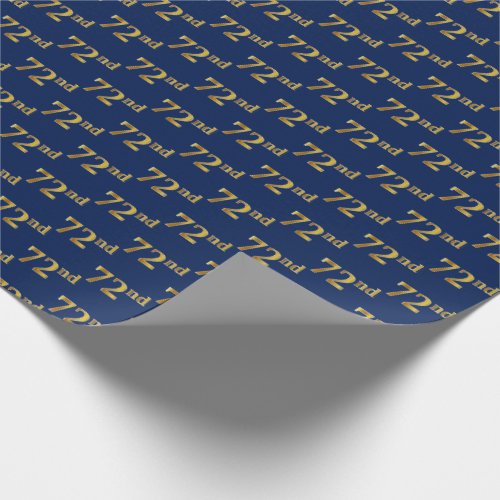 Blue Faux Gold 72nd Seventy_Second Event Wrapping Paper