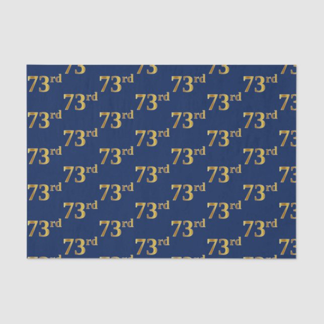 Blue, Faux Gold 73rd (Seventy-Third) Event Tissue Paper (Front)