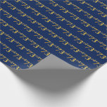 [ Thumbnail: Blue, Faux Gold 73rd (Seventy-Third) Event Wrapping Paper ]