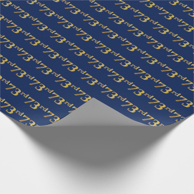 Blue, Faux Gold 73rd (Seventy-Third) Event Wrapping Paper (Corner)