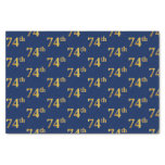 [ Thumbnail: Blue, Faux Gold 74th (Seventy-Fourth) Event Tissue Paper ]
