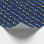 [ Thumbnail: Blue, Faux Gold 74th (Seventy-Fourth) Event Wrapping Paper ]