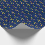 [ Thumbnail: Blue, Faux Gold 75th (Seventy-Fifth) Event Wrapping Paper ]