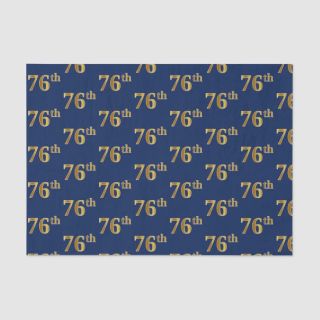 Blue, Faux Gold 76th (Seventy-Sixth) Event Tissue Paper (Front)