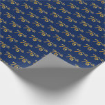 [ Thumbnail: Blue, Faux Gold 76th (Seventy-Sixth) Event Wrapping Paper ]