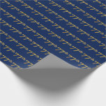 [ Thumbnail: Blue, Faux Gold 77th (Seventy-Seventh) Event Wrapping Paper ]
