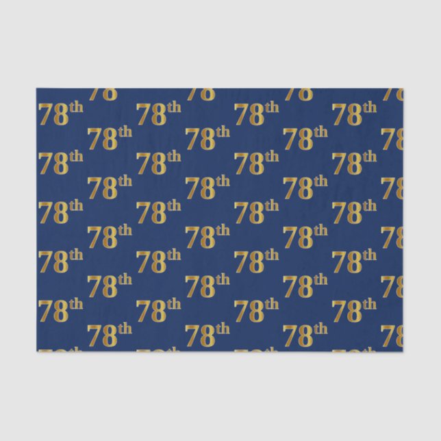 Blue, Faux Gold 78th (Seventy-Eighth) Event Tissue Paper (Front)