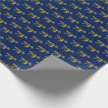 [ Thumbnail: Blue, Faux Gold 79th (Seventy-Ninth) Event Wrapping Paper ]