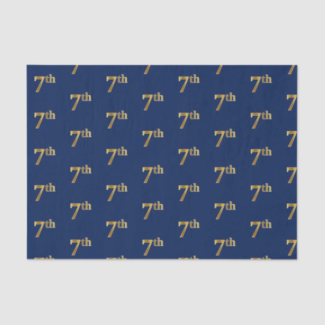 Blue, Faux Gold 7th (Seventh) Event Tissue Paper (Front)