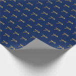 [ Thumbnail: Blue, Faux Gold 7th (Seventh) Event Wrapping Paper ]