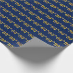 [ Thumbnail: Blue, Faux Gold 80th (Eightieth) Event Wrapping Paper ]
