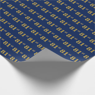 Blue, Faux Gold 81st (Eighty-First) Event Wrapping Paper