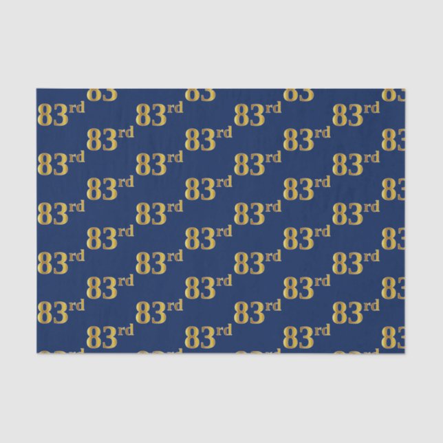 Blue, Faux Gold 83rd (Eighty-Third) Event Tissue Paper (Front)