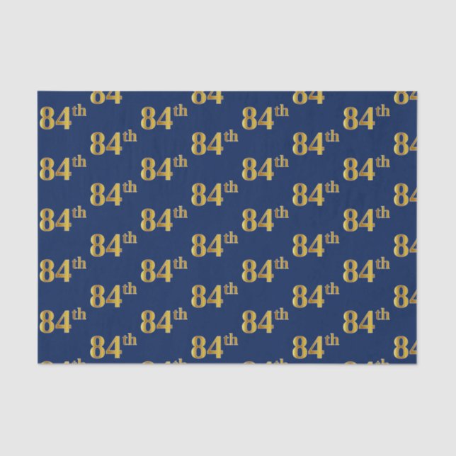 Blue, Faux Gold 84th (Eighty-Fourth) Event Tissue Paper (Front)