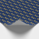 [ Thumbnail: Blue, Faux Gold 84th (Eighty-Fourth) Event Wrapping Paper ]