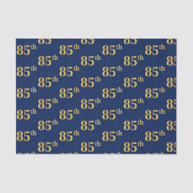 Blue, Faux Gold 85th (Eighty-Fifth) Event Tissue Paper (Front)