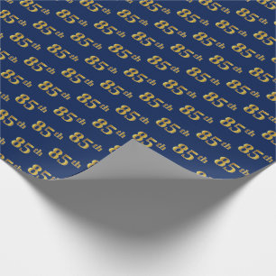 Blue, Faux Gold 85th (Eighty-Fifth) Event Wrapping Paper