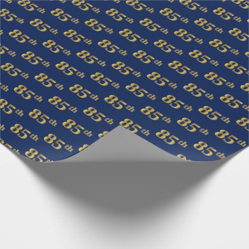 Blue Faux Gold 85th Eighty_Fifth Event Wrapping Paper