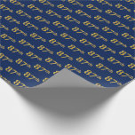 [ Thumbnail: Blue, Faux Gold 87th (Eighty-Seventh) Event Wrapping Paper ]