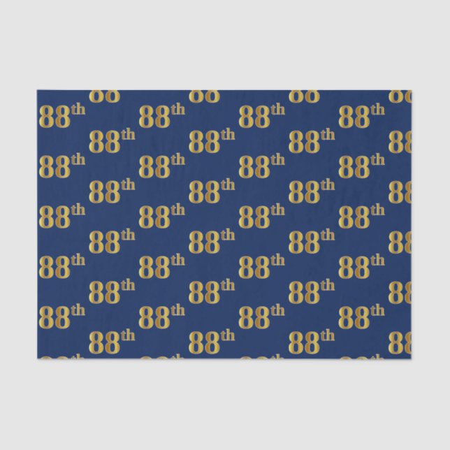 Blue, Faux Gold 88th (Eighty-Eighth) Event Tissue Paper (Front)