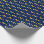 [ Thumbnail: Blue, Faux Gold 88th (Eighty-Eighth) Event Wrapping Paper ]