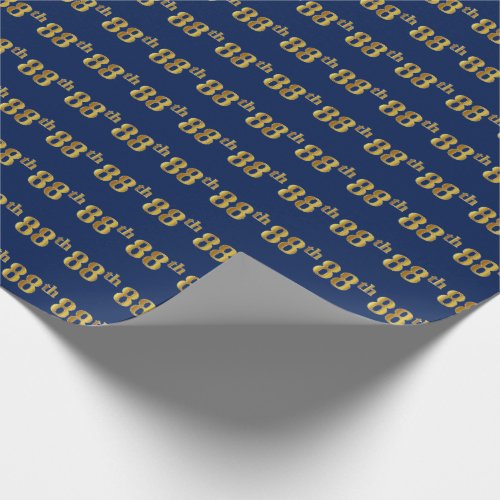 Blue Faux Gold 88th Eighty_Eighth Event Wrapping Paper