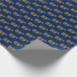 [ Thumbnail: Blue, Faux Gold 89th (Eighty-Ninth) Event Wrapping Paper ]