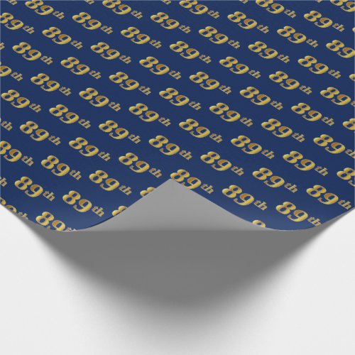 Blue Faux Gold 89th Eighty_Ninth Event Wrapping Paper