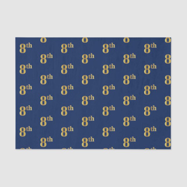 Blue, Faux Gold 8th (Eighth) Event Tissue Paper (Front)