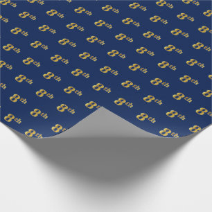 Blue, Faux Gold 8th (Eighth) Event Wrapping Paper