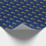 [ Thumbnail: Blue, Faux Gold 8th (Eighth) Event Wrapping Paper ]