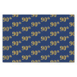 [ Thumbnail: Blue, Faux Gold 90th (Ninetieth) Event Tissue Paper ]