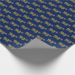 [ Thumbnail: Blue, Faux Gold 90th (Ninetieth) Event Wrapping Paper ]