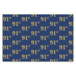 [ Thumbnail: Blue, Faux Gold 91st (Ninety-First) Event Tissue Paper ]