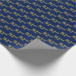 [ Thumbnail: Blue, Faux Gold 92nd (Ninety-Second) Event Wrapping Paper ]