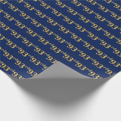 Blue Faux Gold 93rd Ninety_Third Event Wrapping Paper