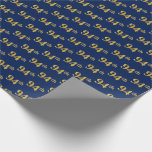 [ Thumbnail: Blue, Faux Gold 94th (Ninety-Fourth) Event Wrapping Paper ]