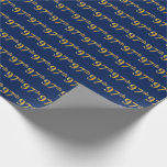 [ Thumbnail: Blue, Faux Gold 97th (Ninety-Seventh) Event Wrapping Paper ]
