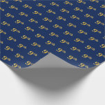 [ Thumbnail: Blue, Faux Gold 9th (Ninth) Event Wrapping Paper ]
