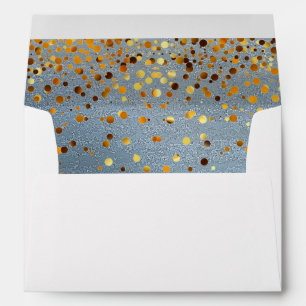 Blue Faux Gold Foil Confetti Elegant Sparkles Envelope