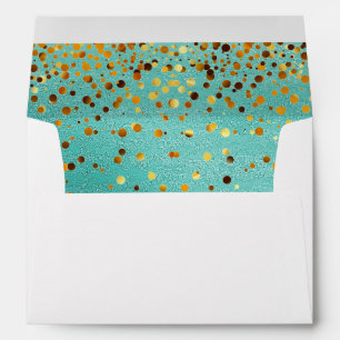 Blue Faux Gold Foil Confetti Elegant Sparkles Envelope