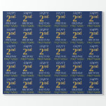 [ Thumbnail: Blue, Faux Gold "Happy 2nd Birthday" Wrapping Paper ]