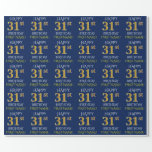 [ Thumbnail: Blue, Faux Gold "Happy 31st Birthday" Wrapping Paper ]