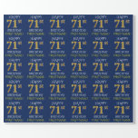 [ Thumbnail: Blue, Faux Gold "Happy 71st Birthday" Wrapping Paper ]