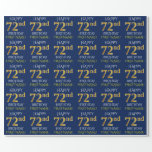 [ Thumbnail: Blue, Faux Gold "Happy 72nd Birthday" Wrapping Paper ]