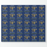 [ Thumbnail: Blue, Faux Gold "Happy 78th Birthday" Wrapping Paper ]